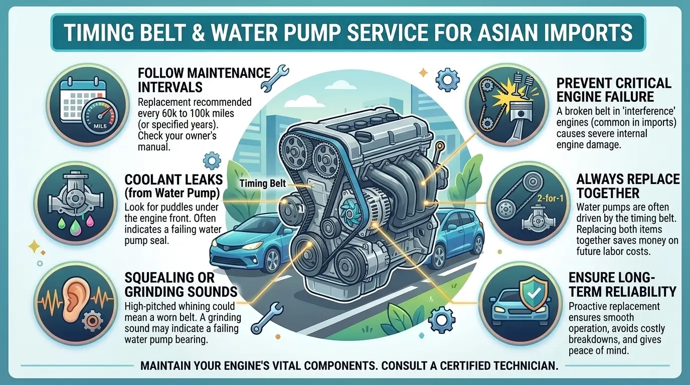 Timing Belt and Water Pump Infographic Denton, TX.